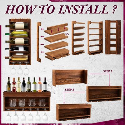 Estante de armazenamento de exibição de vinhos moderno e chique com porta-glass Stemware