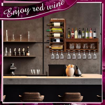 Estante de armazenamento de exibição de vinhos moderno e chique com porta-glass Stemware