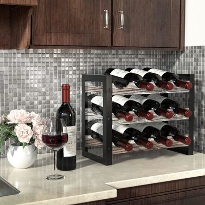 Design funcional Receptor de vinho de madeira multifuncional para garrafas de álcool