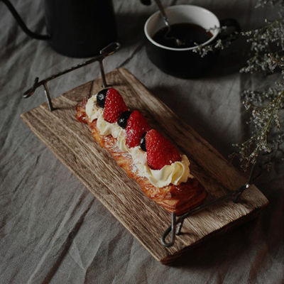 Caixa de serviço de madeira natural rústica com alças metálicas OEM ODM aceito