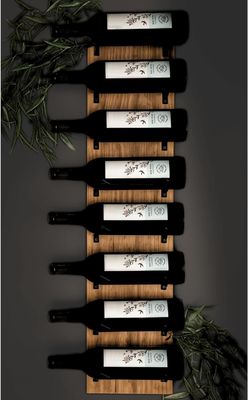 Estante de vinho de madeira montado na parede para exibição de parede Brackets pretos Armazenamento de garrafas personalizado 8