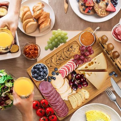 Facas de queijo de aço inoxidável Quadro de queijo de bambu