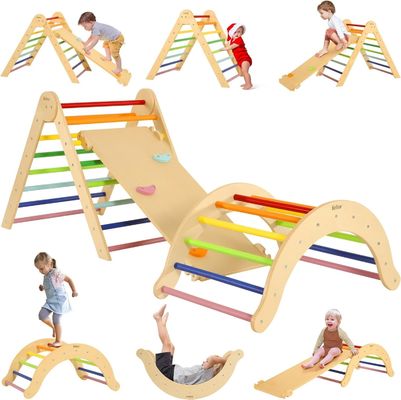 Brinquedos de aprendizagem de crianças Triângulo de madeira com arco de rampa Tamanho personalizado Brinquedos de escalada para crianças