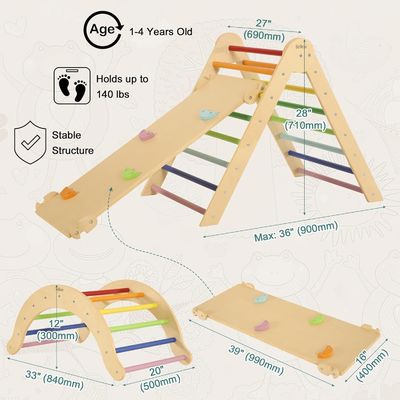 Brinquedos de aprendizagem de crianças Triângulo de madeira com arco de rampa Tamanho personalizado Brinquedos de escalada para crianças
