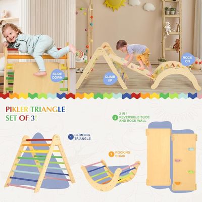 Brinquedos de aprendizagem de crianças Triângulo de madeira com arco de rampa Tamanho personalizado Brinquedos de escalada para crianças