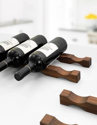 Repositório de garrafas de vinho de mesa Prateleira de visualização de vinho de madeira para organização de economia de espaço