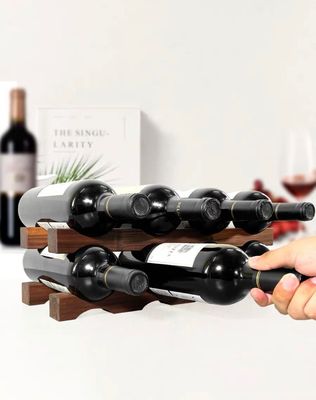 Repositório de garrafas de vinho de mesa Prateleira de visualização de vinho de madeira para organização de economia de espaço