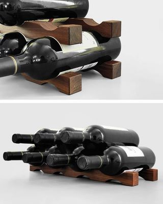 Repositório de garrafas de vinho de mesa Prateleira de visualização de vinho de madeira para organização de economia de espaço