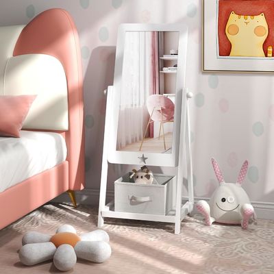 Espelho de vestimenta de comprimento completo independente com desenho retangular giratório de 360 graus