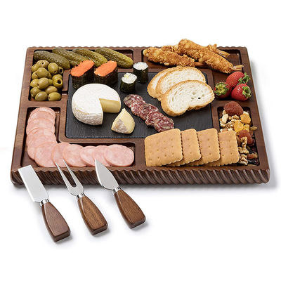 Sirva o seu queijo com estilo com o nosso conjunto de talheres de ardósia e aço inoxidável