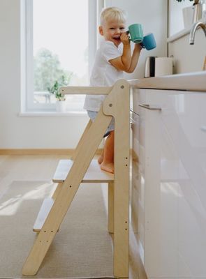 Escalope de aprendizagem dobrável de tamanho comum ou personalizado Montessori Mobiliário Auxiliar Torre