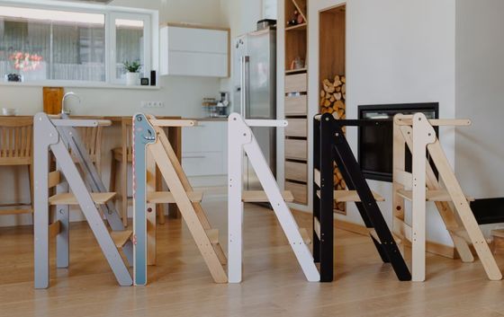 Escalope de aprendizagem dobrável de tamanho comum ou personalizado Montessori Mobiliário Auxiliar Torre