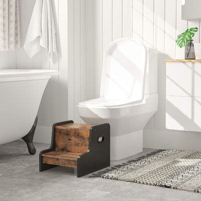 Logotipo personalizado Rustico Marrom Two Step Balcão de criança com alças Móveis para casa