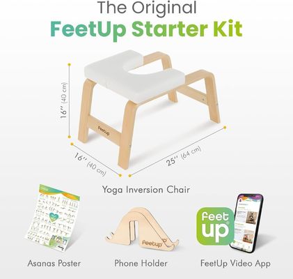 Embalagem de correio Y Banco de cabeça de yoga de madeira para fortalecimento do núcleo nos exercícios de yoga