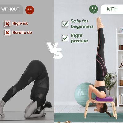 Embalagem de correio Y Banco de cabeça de yoga de madeira para fortalecimento do núcleo nos exercícios de yoga