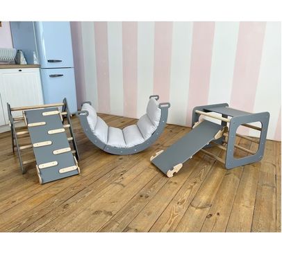 Montessori Play Gym para Crianças Móveis feitos à mão Brinquedos de madeira maciça Arco tipo Grade Rede quadro de escalada móveis de interior para crianças