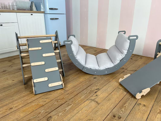 Montessori Play Gym para Crianças Móveis feitos à mão Brinquedos de madeira maciça Arco tipo Grade Rede quadro de escalada móveis de interior para crianças