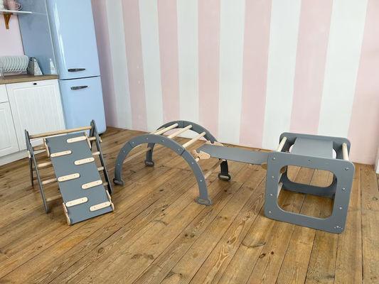 Montessori Play Gym para Crianças Móveis feitos à mão Brinquedos de madeira maciça Arco tipo Grade Rede quadro de escalada móveis de interior para crianças