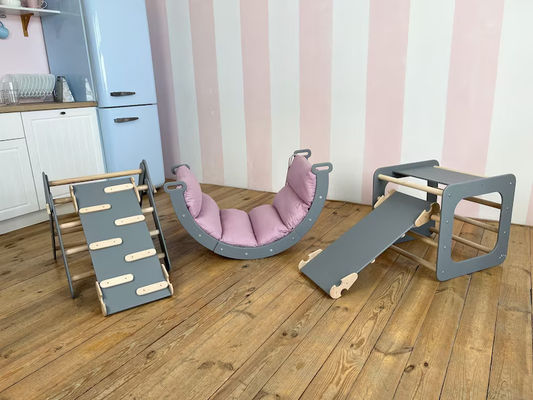 Montessori Play Gym para Crianças Móveis feitos à mão Brinquedos de madeira maciça Arco tipo Grade Rede quadro de escalada móveis de interior para crianças
