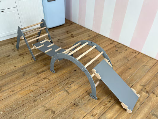 Montessori Play Gym para Crianças Móveis feitos à mão Brinquedos de madeira maciça Arco tipo Grade Rede quadro de escalada móveis de interior para crianças