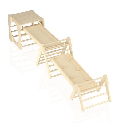 5 em 1 brinquedos de escalada triangular de madeira ginásio de escalada infantil com rampa e escorrega