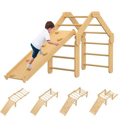 Commercial 2 em 1 Triângulo Alpinista com Rampa Madeira dobrável Indoor Montessori brinquedos de escalada