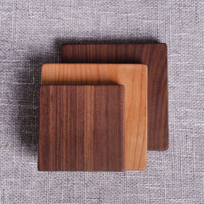 Logotipo personalizado Acceptável Walnut Cherry Wood Coaster para estilo de design minimalista ecológico