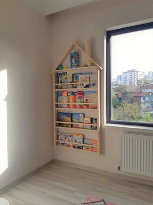202406 Estante de livros para bebés Montessori de parede de madeira