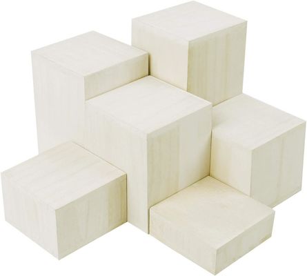 Exibição de madeira para jóias e acessórios 6 Pcs Riser quadrados em impressão queimada