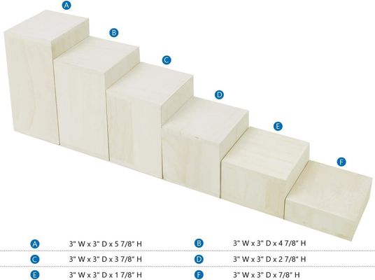 Exibição de madeira para jóias e acessórios 6 Pcs Riser quadrados em impressão queimada