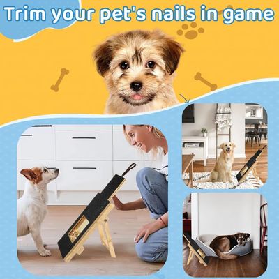 Pad de couro para cães para cuidados com unhas de madeira para uso doméstico com caixa de lanches