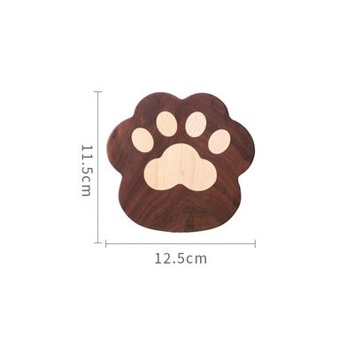Fashion Cat Claw Shape Walnut Cup Mat Coasters 11.5x12.5x1.2cm para logotipo personalizado