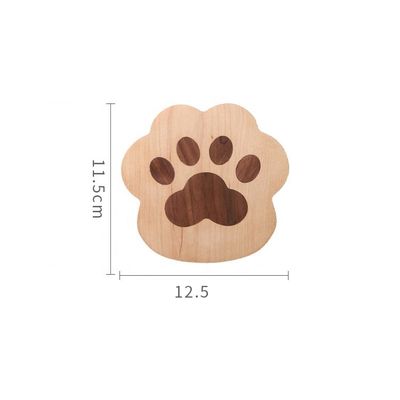 Fashion Cat Claw Shape Walnut Cup Mat Coasters 11.5x12.5x1.2cm para logotipo personalizado
