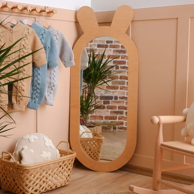 Espelho decorativo de madeira de design rústico para sala de estar Montessori infantil