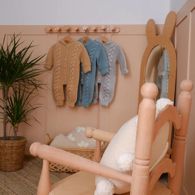Espelho decorativo de madeira de design rústico para sala de estar Montessori infantil