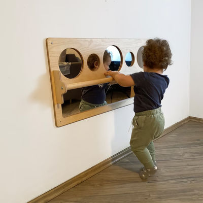 Baby Floor espelho acrílico irrompível com puxar para cima barra de madeira presente de Natal sensorial