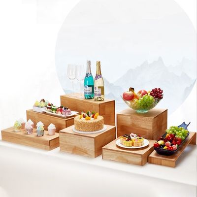 Beech Acacia Carvalho madeira redonda decoração rústica de bolo de madeira suportar para casamentos