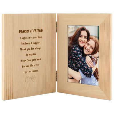 Quadro de fotos de casais de madeira com texto personalizado gravado a laser personalizado