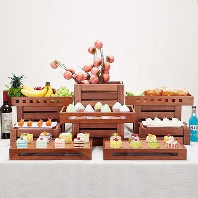 Restaurante Hotel Decorativo Pão sobremesa Alimentos Rack de madeira Buffet Sweet Sushi Display Stand