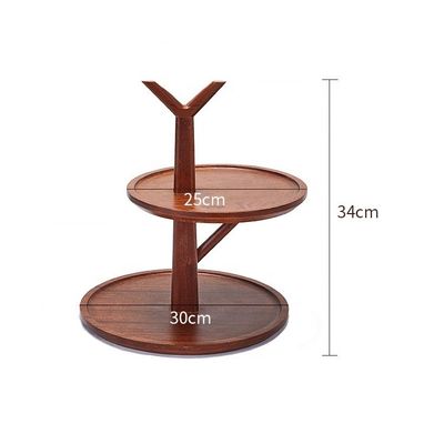 Madeira 2 3 Nível Snack Fruit Plater Candy Tray Dessert Display Shelf Decoração Stand de bolo de casamento