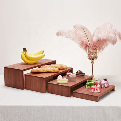 Sapele Buffet de madeira Restauração de alimentos Pain Display Rack Bolo de madeira Sushi Deserts Stand