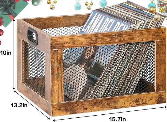 Detentor de registro de madeira para armazenamento Classic Cube Record Organizer Armazenamento Como seu pedido