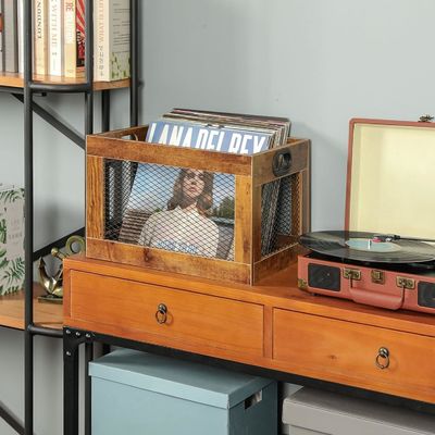 Detentor de registro de madeira para armazenamento Classic Cube Record Organizer Armazenamento Como seu pedido