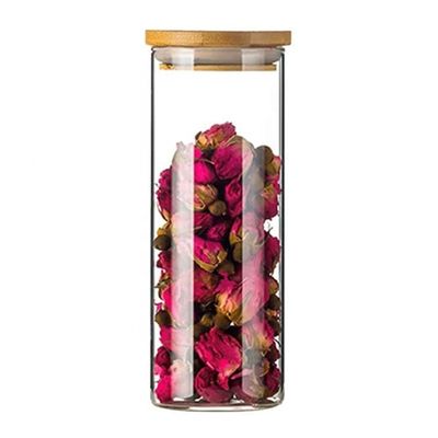 Cisterna de borosilicato de vidro de espessura para alimentos, fechada, de tampa de bambu, para especiarias de açúcar de arroz