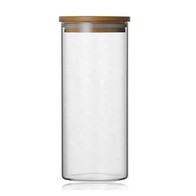 Cisterna de borosilicato de vidro de espessura para alimentos, fechada, de tampa de bambu, para especiarias de açúcar de arroz