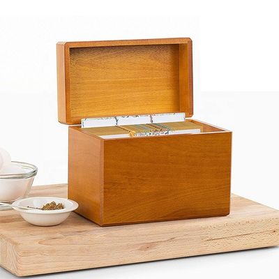 Conveniente armazenamento de 250 cartões de receitas na caixa de receitas da cozinha de madeira de pinheiro 6.9 "x 3.9" x 5.3