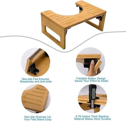 Stock Design Cor Natural Custom Collapsible Poop Stool 7 polegadas Banheiro de bambu