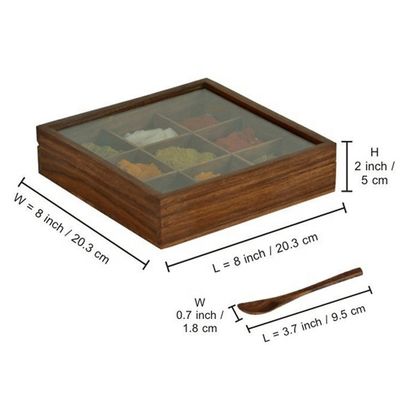 Caixa de especiarias de madeira retangular com acabamento antigo e tamanho personalizado