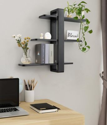 Estantes de armazenamento madeira de pinho preto 3 camadas grande prateleira decoração de casa exposição fotográfica de plantas