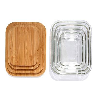Certificado FSC Vidro ecológico de armazenamento de alimentos com tampa de bambu sustentável